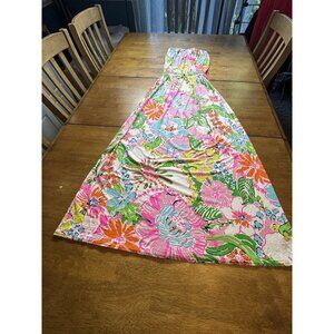 Lilly Pulitzer For Target Nosey Posey Floral Strapless Maxi Dress Womens Size M